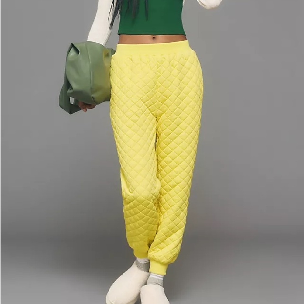 Anthropologie Sunday in Brooklyn Yellow Quilted pants size large New